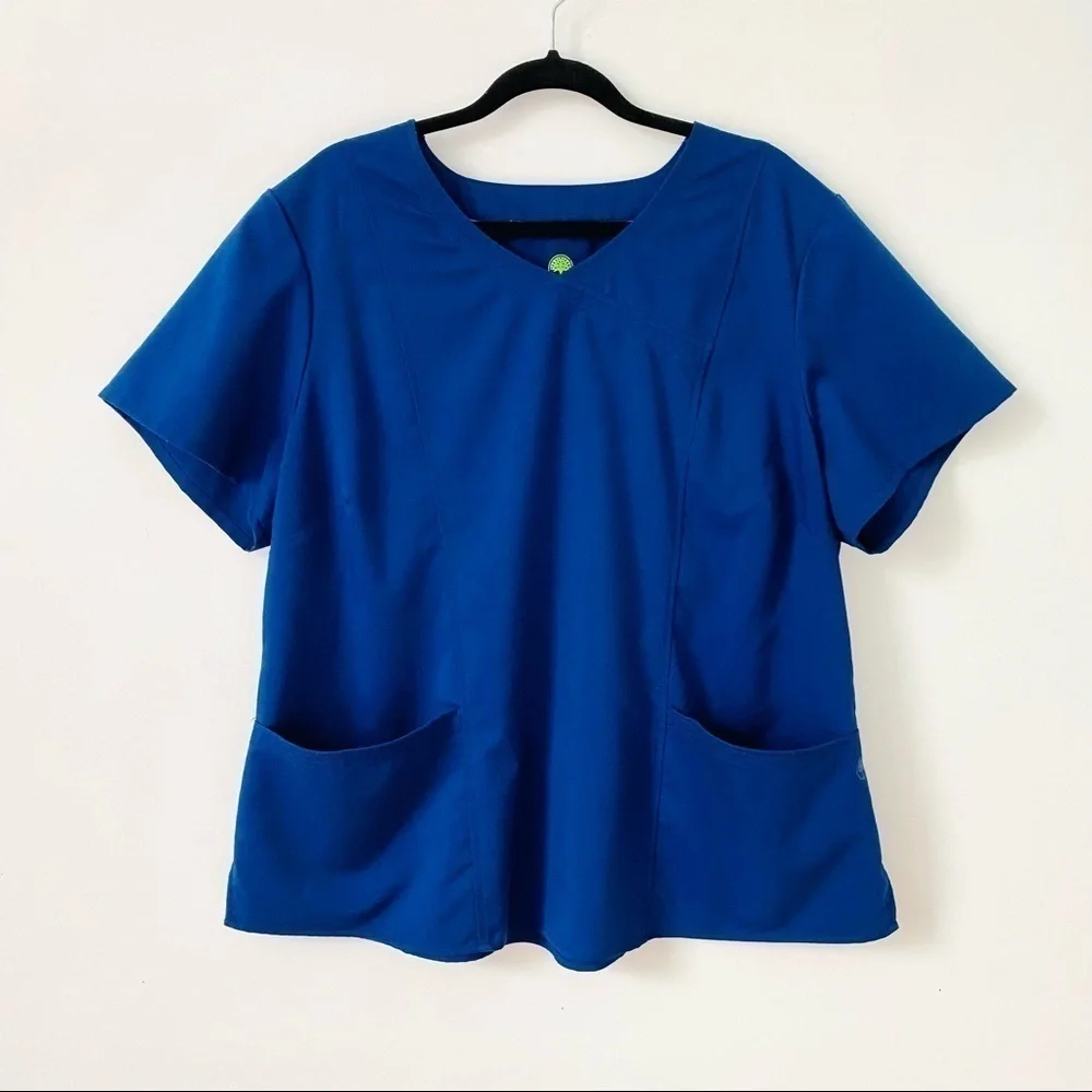 Healing Hands Blue Plus Size Scrub Top 3X - Picture 6 of 8